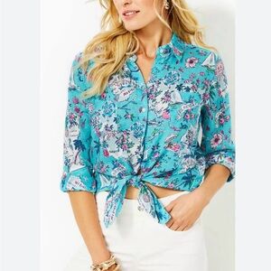 NWT Lilly Pulitzer, Seaview button down road trip